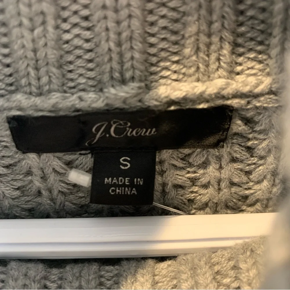 NWT J. Crew sz S Chunky Grey Knit Turtleneck Button Sleeve Poncho Sweater - Picture 6 of 9